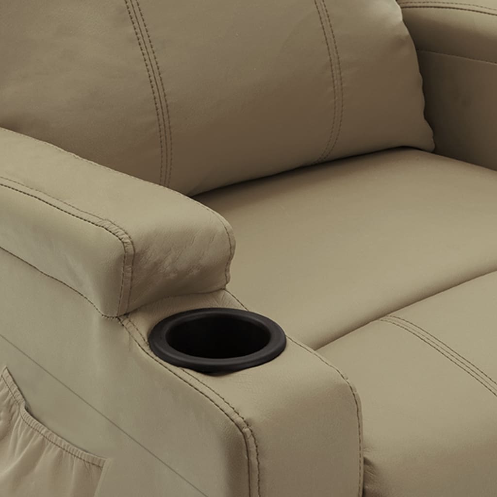 Massagesessel mit Aufstehhilfe Cappuccino-Braun Kunstleder