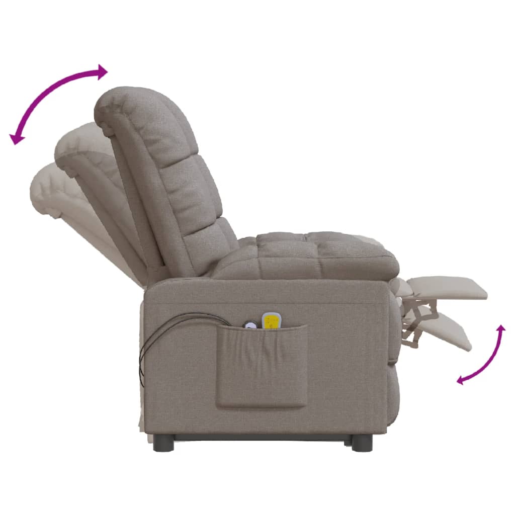 Massagesessel mit Aufstehhilfe Taupe Stoff