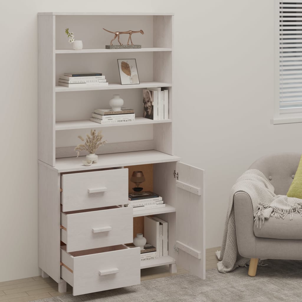 Highboard Massivholz Kiefer Weiß