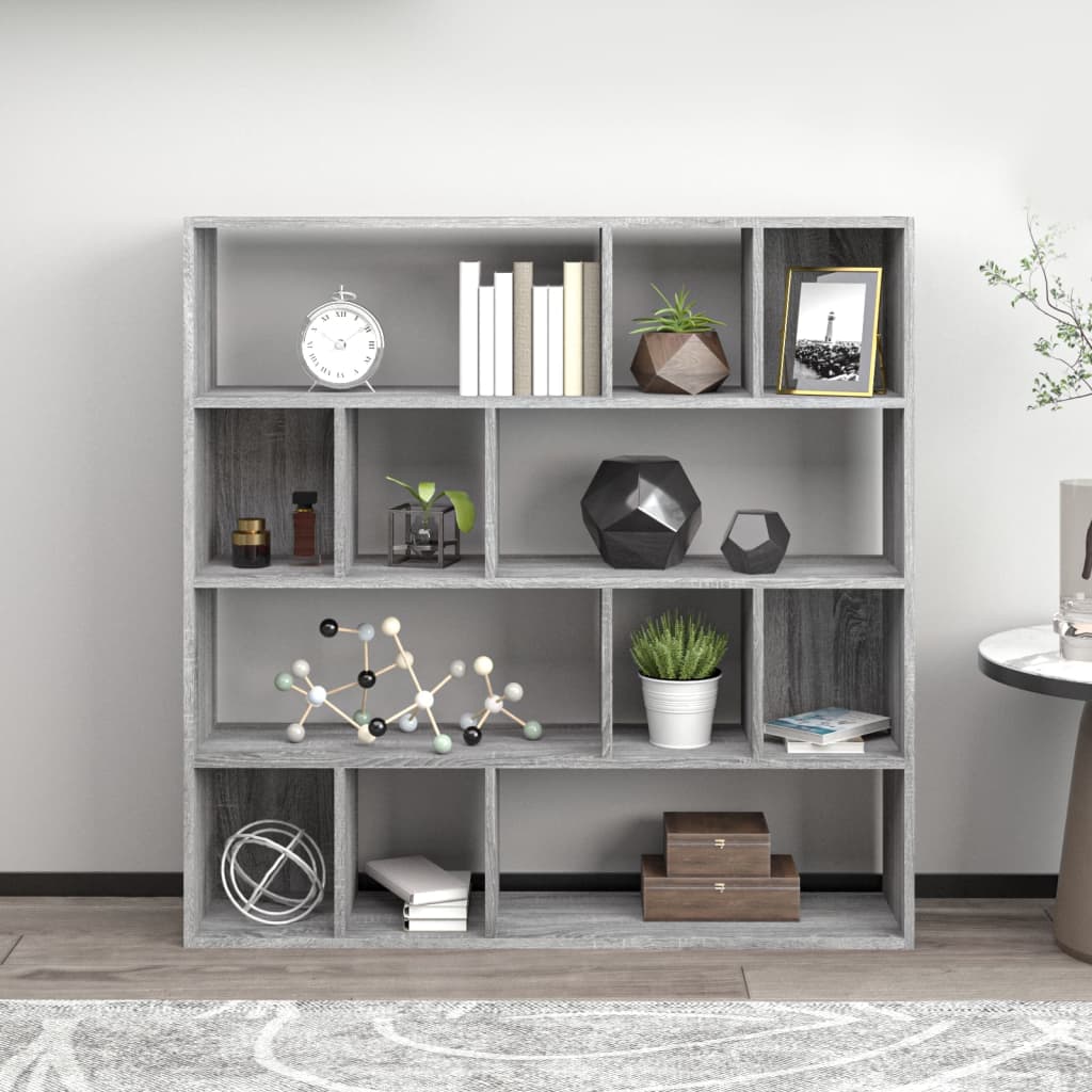 Bücherregal Grau Sonoma 110x24x110 cm Holzwerkstoff