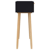 Thumbnail for Konsolentisch Schwarz 80x30x75cm Massivholz Kiefer Natur-Rattan