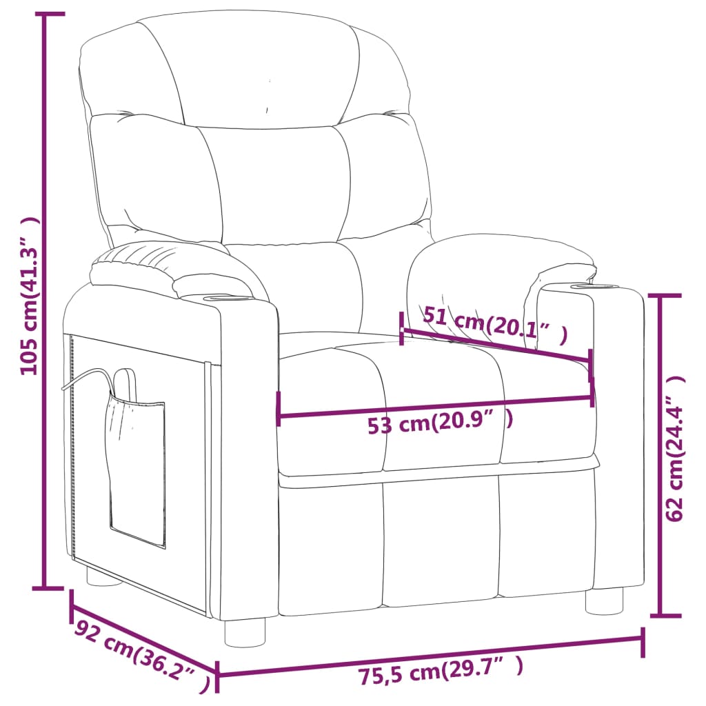 Massagesessel Dunkelbraun Stoff