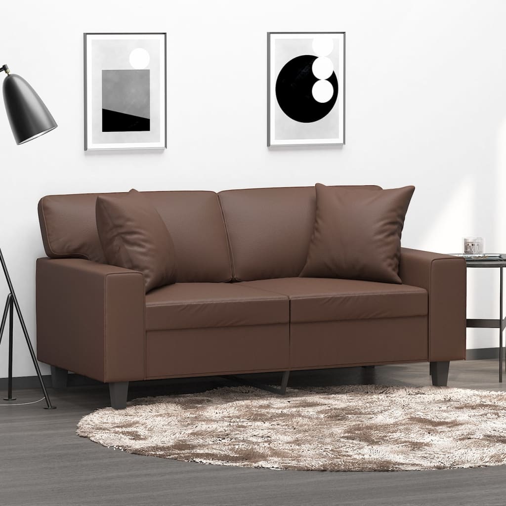 Sofakissen 2 Stk. Braun 40x40 cm Kunstleder