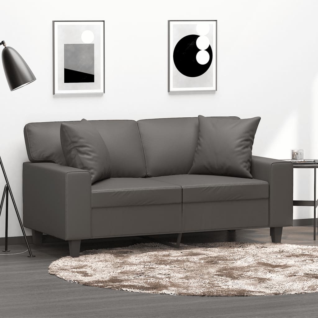 Sofakissen 2 Stk. Grau 40x40 cm Kunstleder