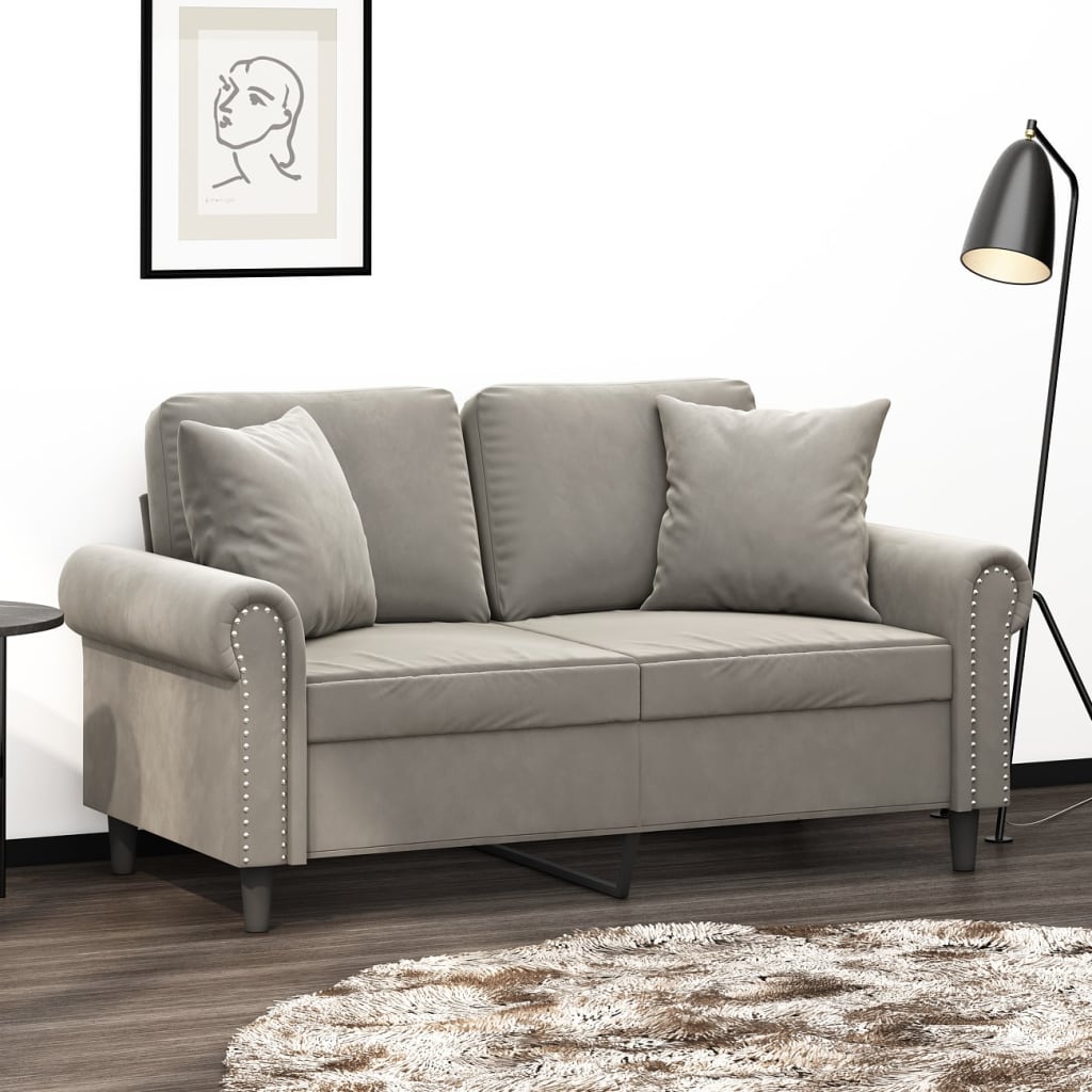 Sofakissen 2 Stk. Hellgrau 40x40 cm Samt