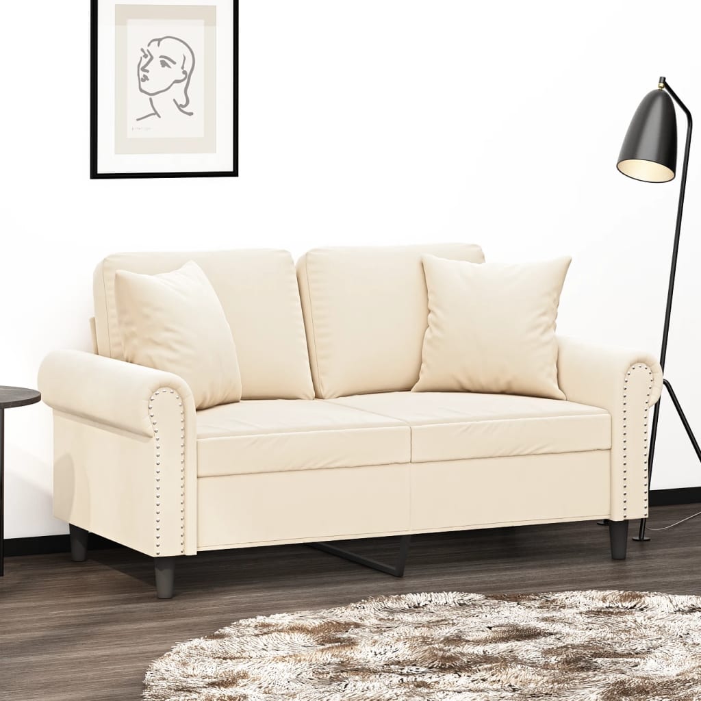 Sofakissen 2 Stk. Creme 40x40 cm Samt