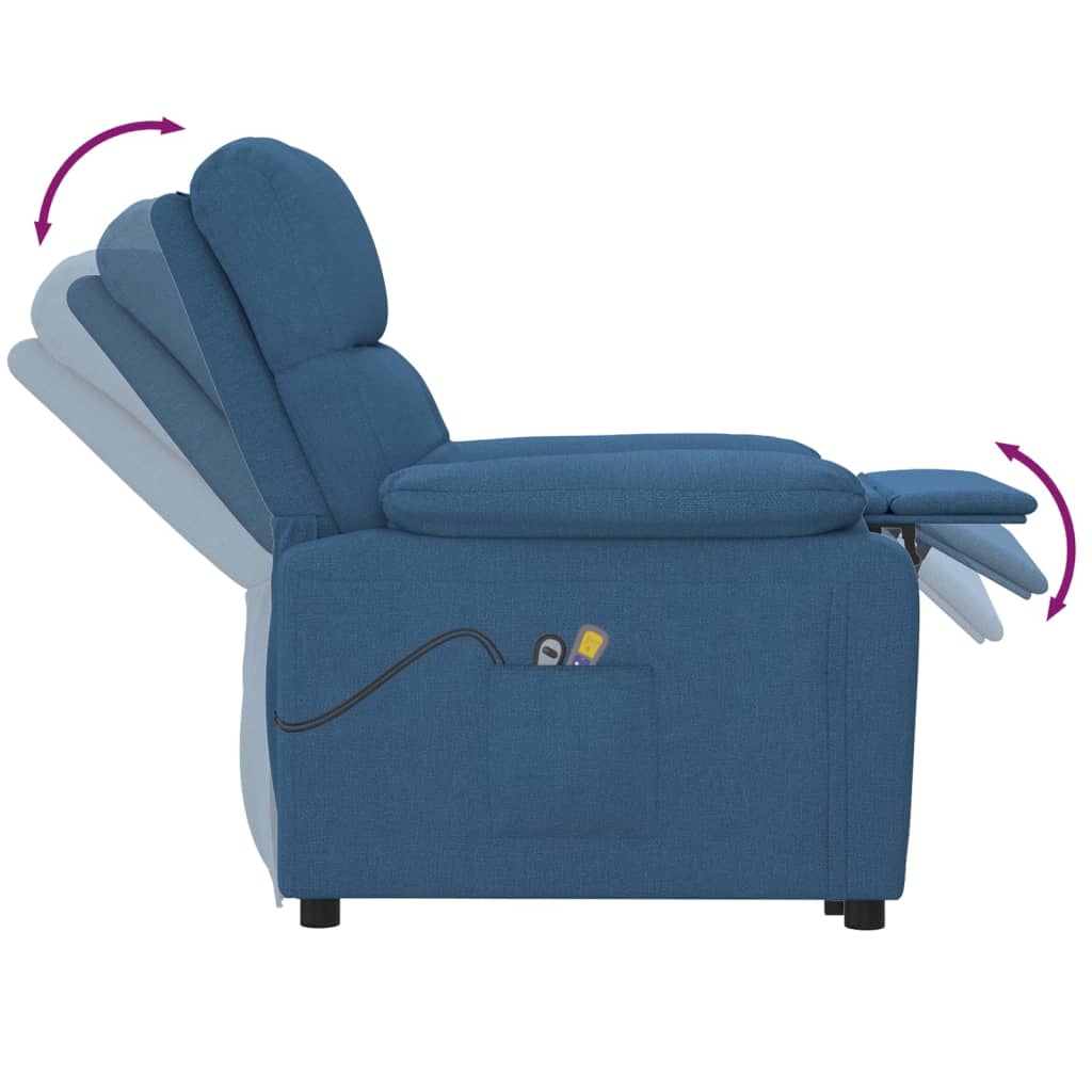Elektrischer Massagesessel Blau Stoff