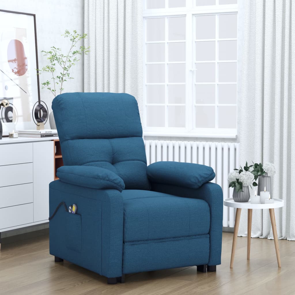Elektrischer Massagesessel Blau Stoff