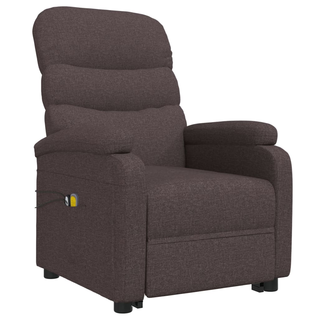 Massagesessel mit Aufstehhilfe Dunkelbraun Stoff
