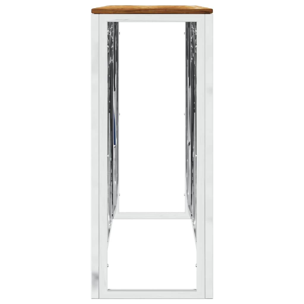 Konsolentisch Silbern Edelstahl und Massivholz Akazie