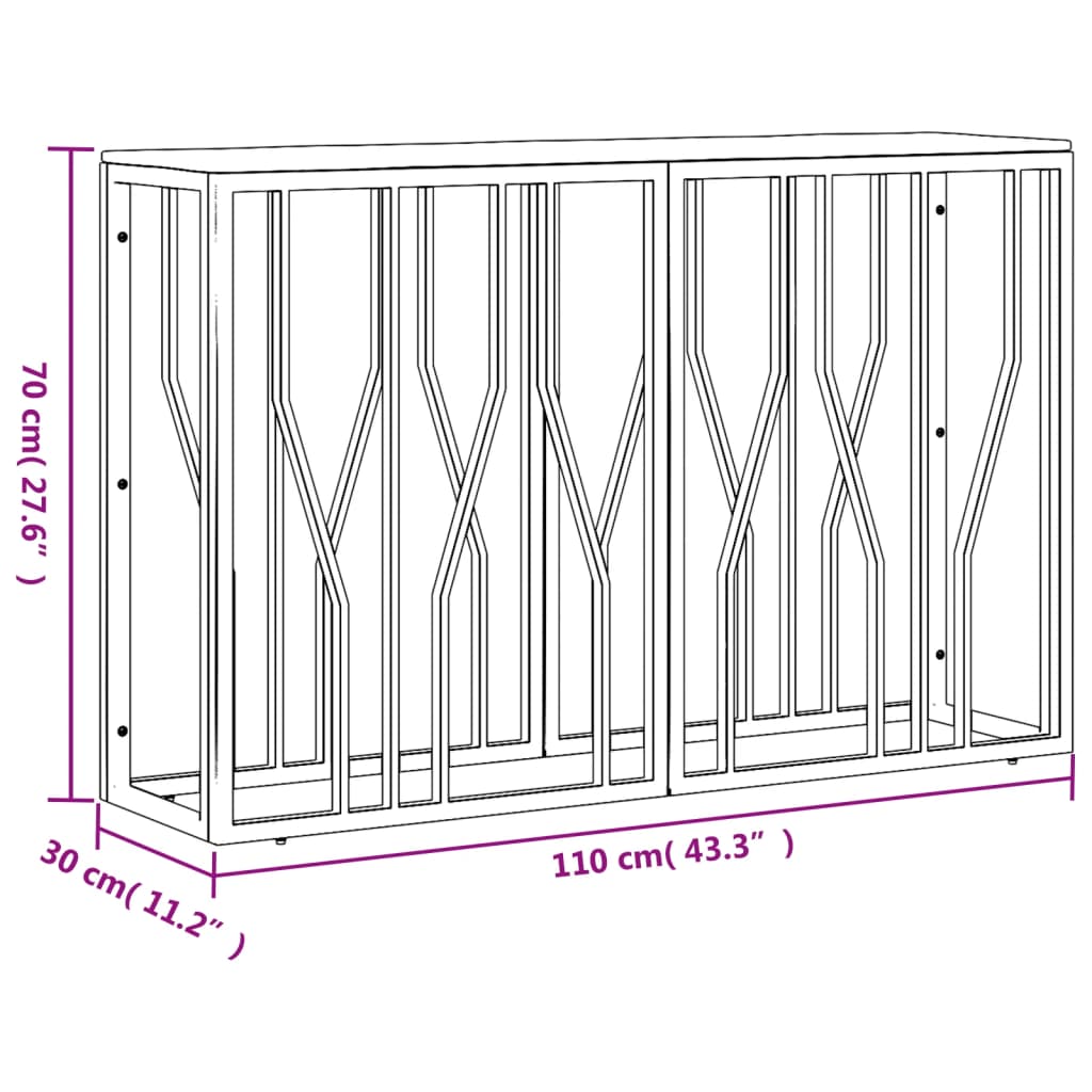 Konsolentisch Silbern Edelstahl und Altholz Massiv
