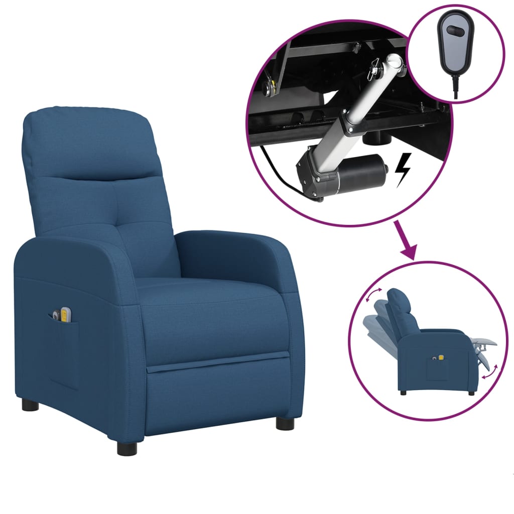 Elektrischer Massagesessel Blau Stoff