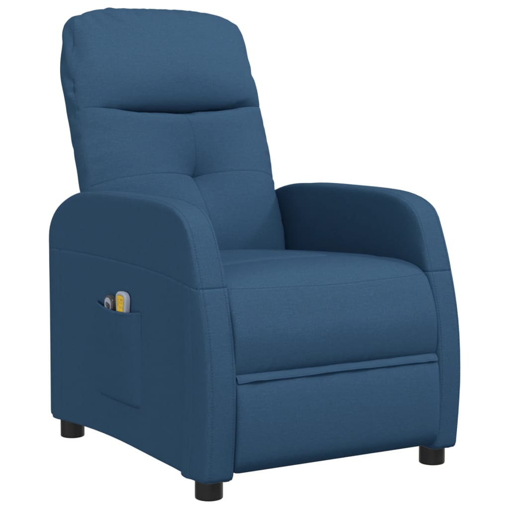 Elektrischer Massagesessel Blau Stoff