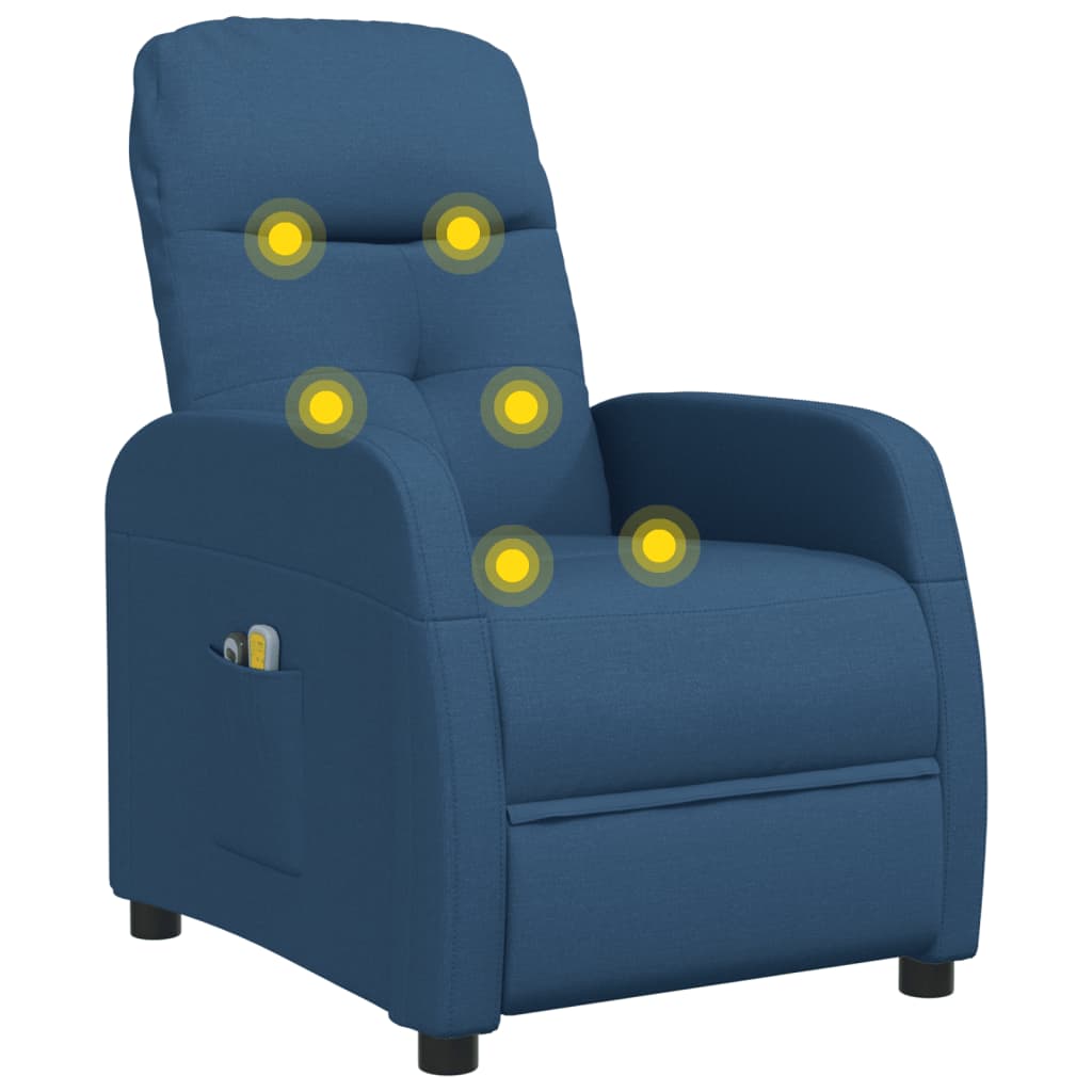 Elektrischer Massagesessel Blau Stoff