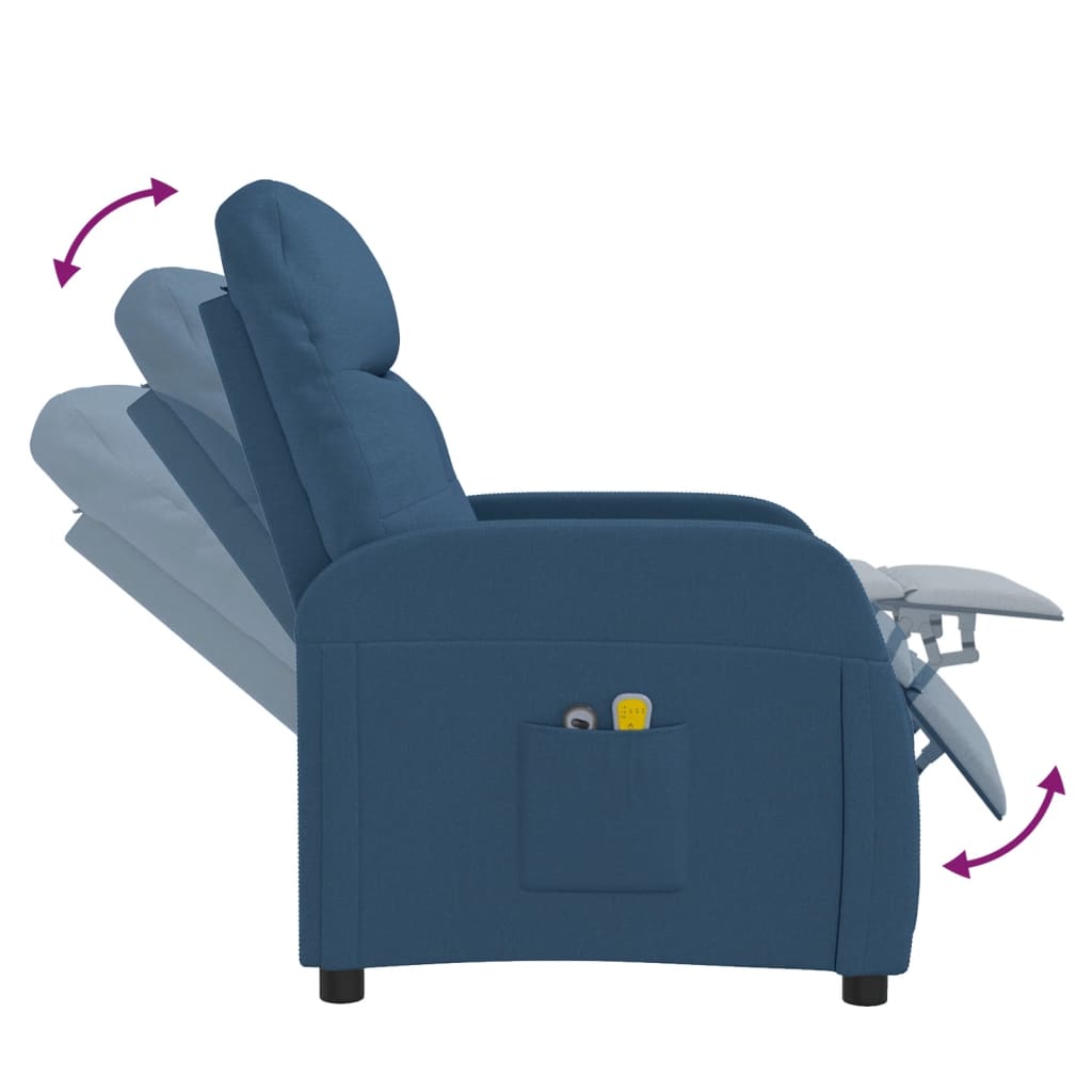Elektrischer Massagesessel Blau Stoff