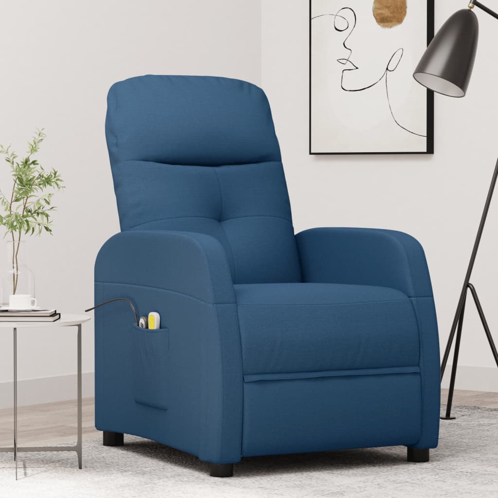 Elektrischer Massagesessel Blau Stoff