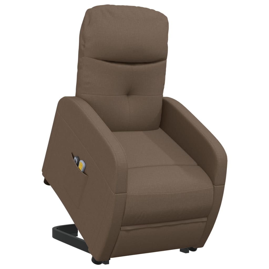 Massagesessel mit Aufstehhilfe Braun Stoff