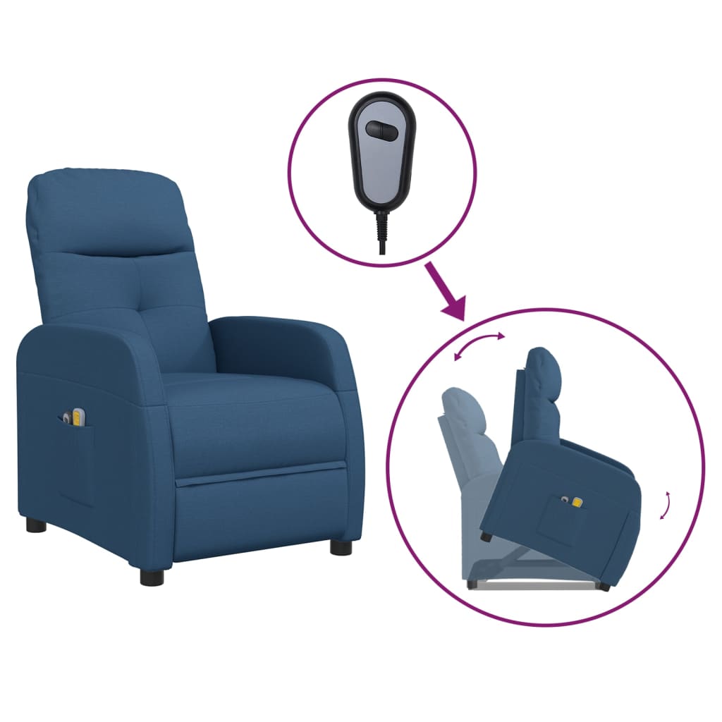 Massagesessel mit Aufstehhilfe Blau Stoff
