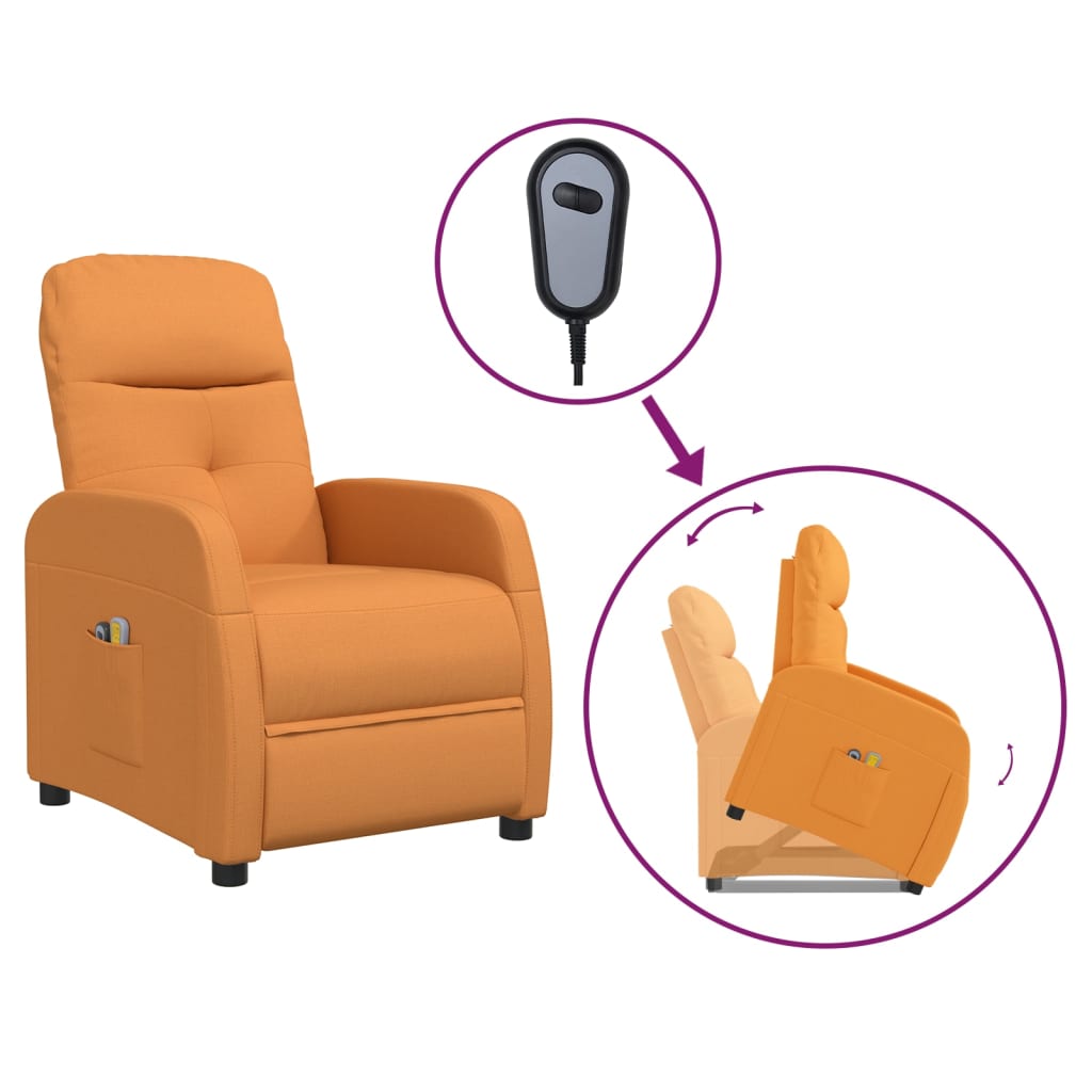 Massagesessel mit Aufstehhilfe Gelb Stoff