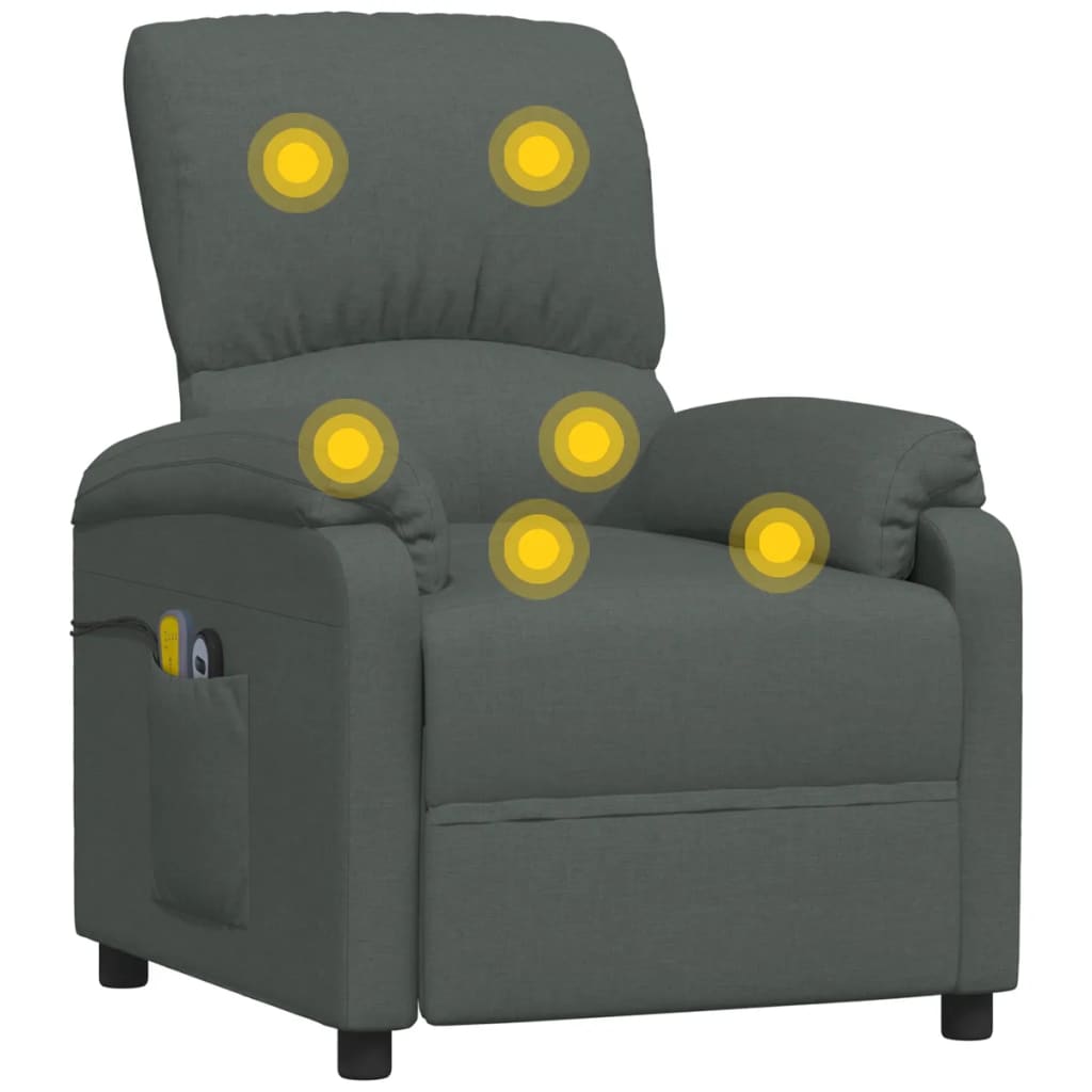 Massagesessel mit Aufstehhilfe Dunkelgrau Stoff