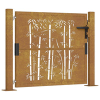 Thumbnail for Gartentor 105x80 cm Cortenstahl Bambus-Design