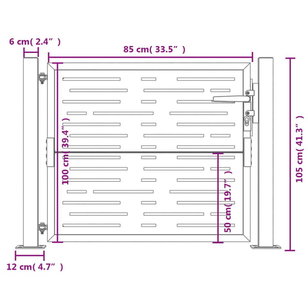 Gartentor 105x105 cm Cortenstahl Quadratisches Design