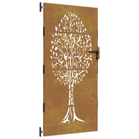 Thumbnail for Gartentor 85x200 cm Cortenstahl Baum-Design