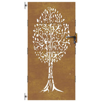 Thumbnail for Gartentor 85x200 cm Cortenstahl Baum-Design
