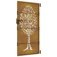 Thumbnail for Gartentor 85x200 cm Cortenstahl Baum-Design