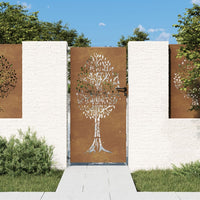 Thumbnail for Gartentor 85x200 cm Cortenstahl Baum-Design