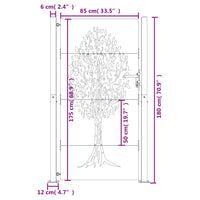 Thumbnail for Gartentor 105x180 cm Cortenstahl Baum-Design