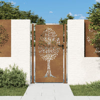 Thumbnail for Gartentor 105x180 cm Cortenstahl Baum-Design