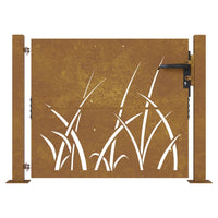 Thumbnail for Gartentor 105x105 cm Cortenstahl Gras-Design