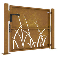 Thumbnail for Gartentor 105x105 cm Cortenstahl Gras-Design