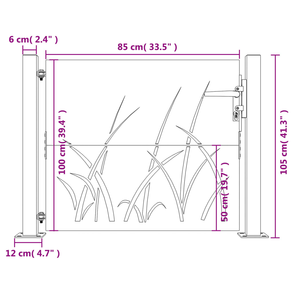 Gartentor 105x105 cm Cortenstahl Gras-Design