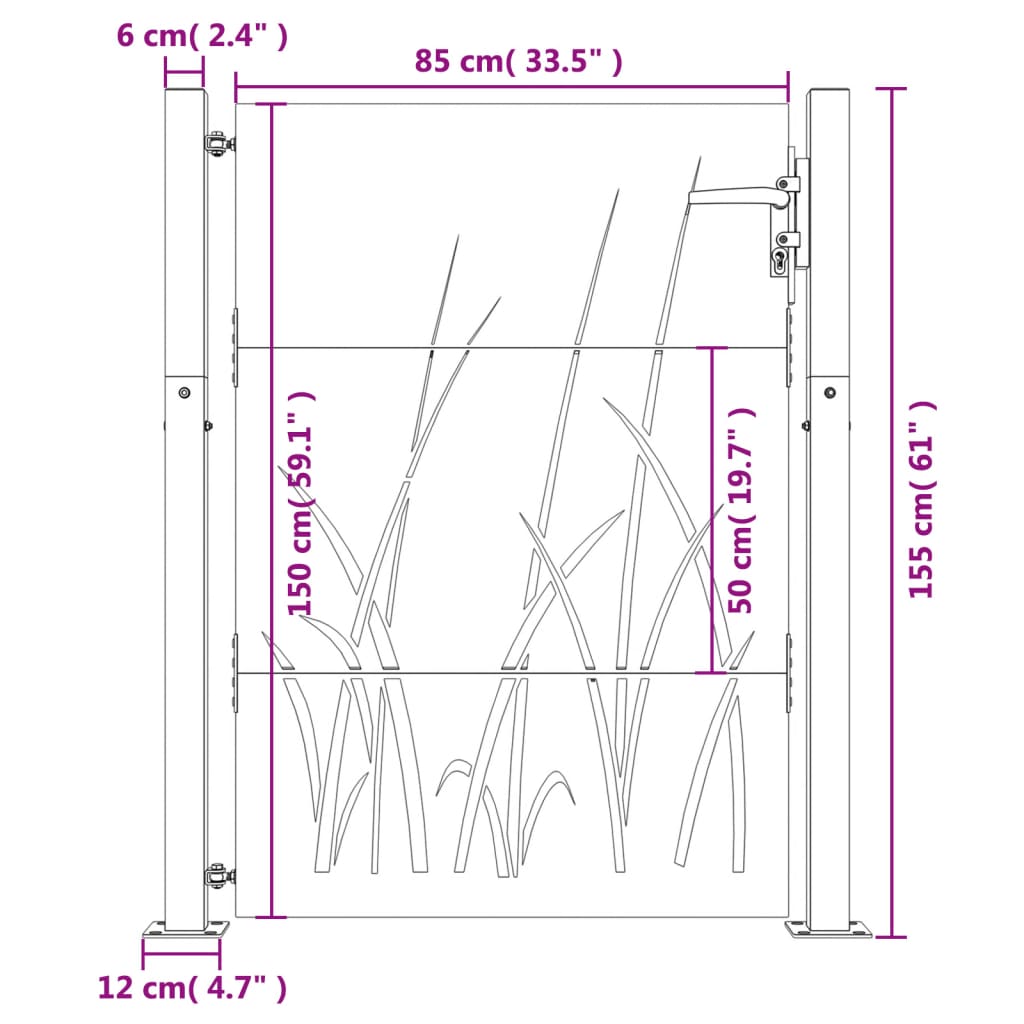 Gartentor 105x155 cm Cortenstahl Gras-Design