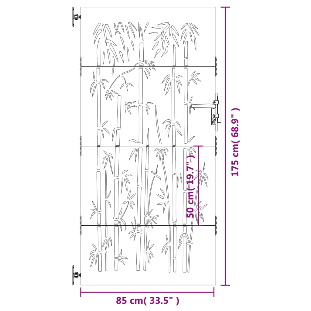 Gartentor 85x175 cm Cortenstahl Bambus-Design