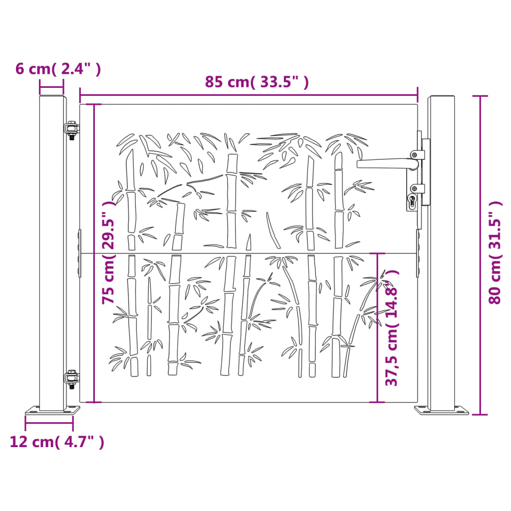 Gartentor 105x80 cm Cortenstahl Bambus-Design