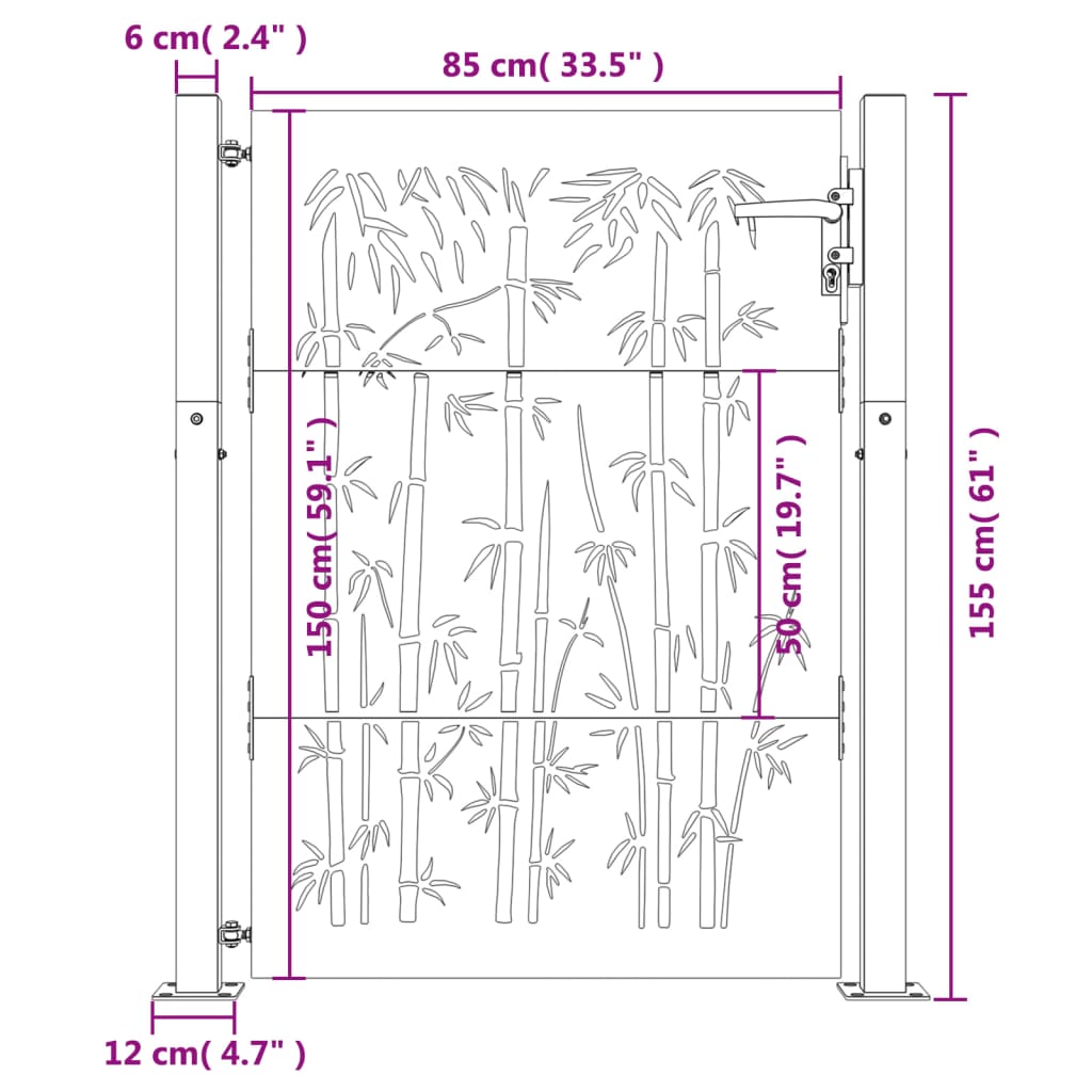 Gartentor 105x155 cm Cortenstahl Bambus-Design