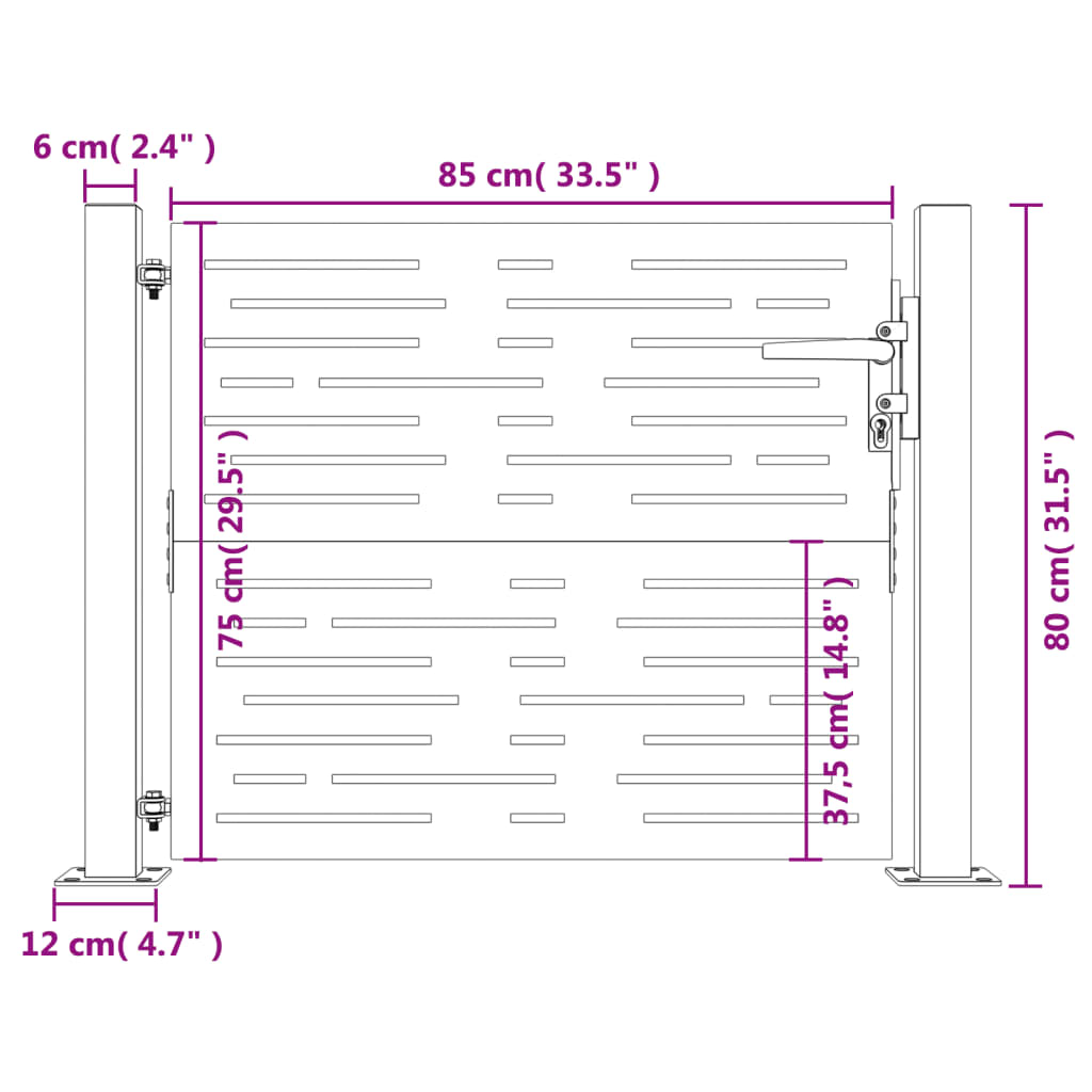 Gartentor 105x80 cm Cortenstahl Quadratisches Design
