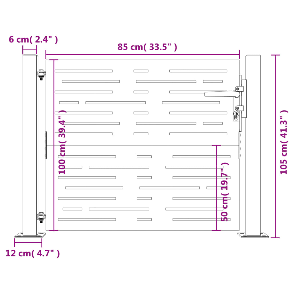 Gartentor 105x105 cm Cortenstahl Quadratisches Design