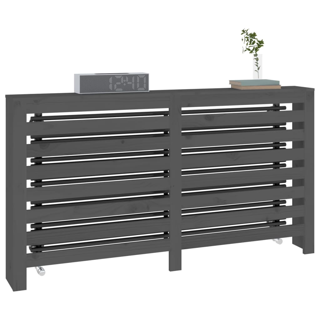 Heizkörperverkleidung Grau 153x19x84 cm Massivholz Kiefer