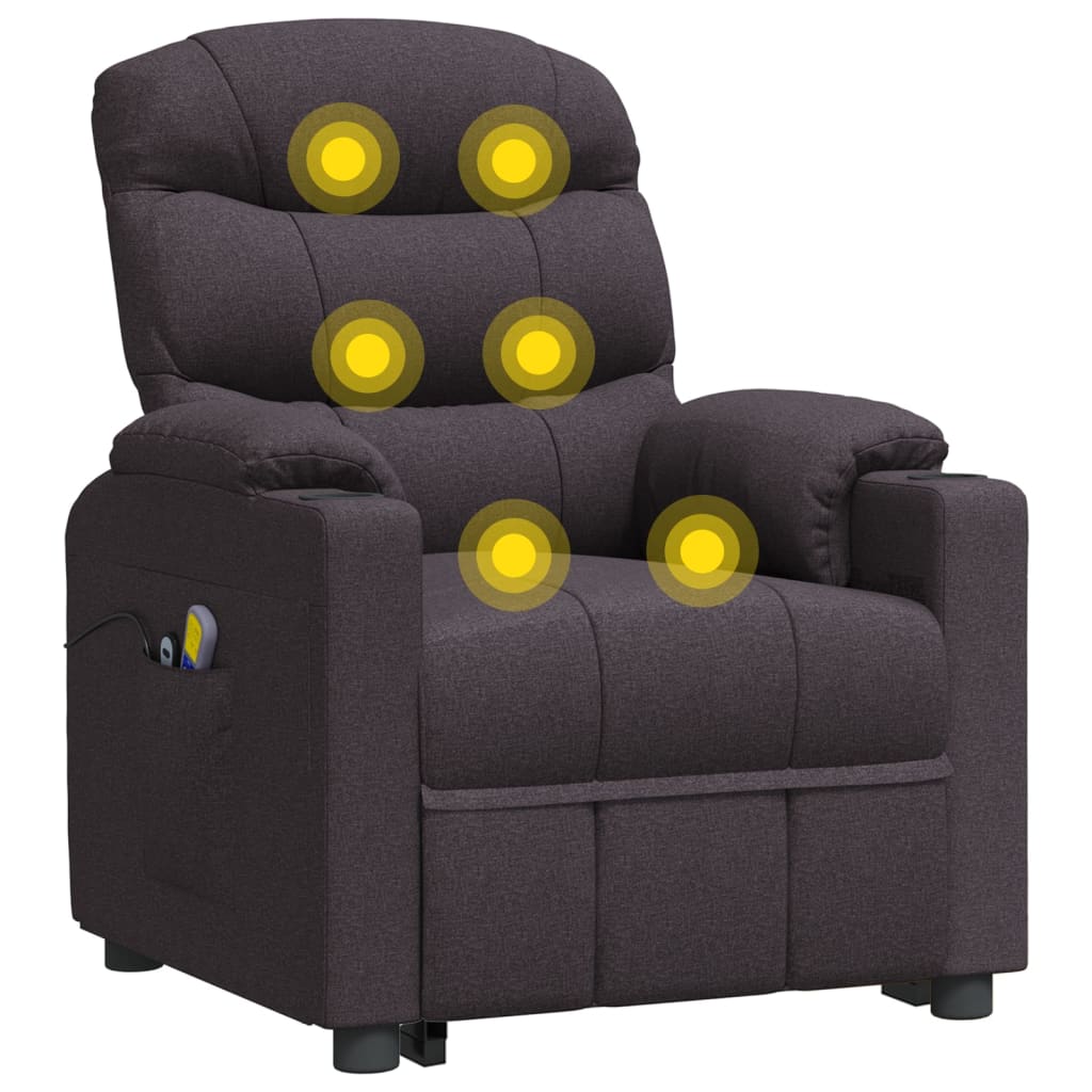 Massagesessel mit Aufstehhilfe Dunkelbraun Stoff