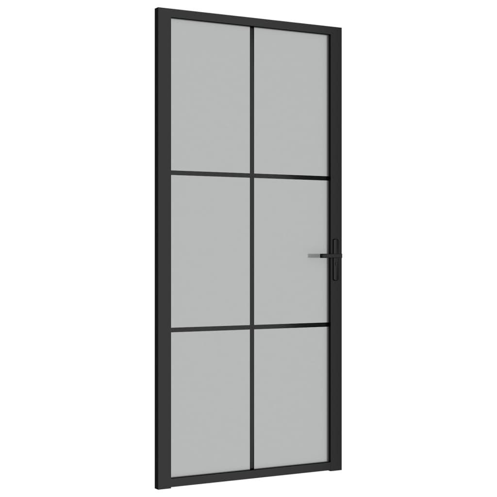 Innentür 93x201,5 cm Schwarz Mattglas und Aluminium