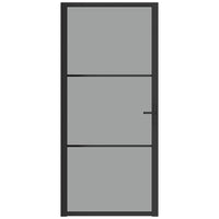 Thumbnail for Innentür 93x201,5 cm Schwarz ESG-Glas und Aluminium