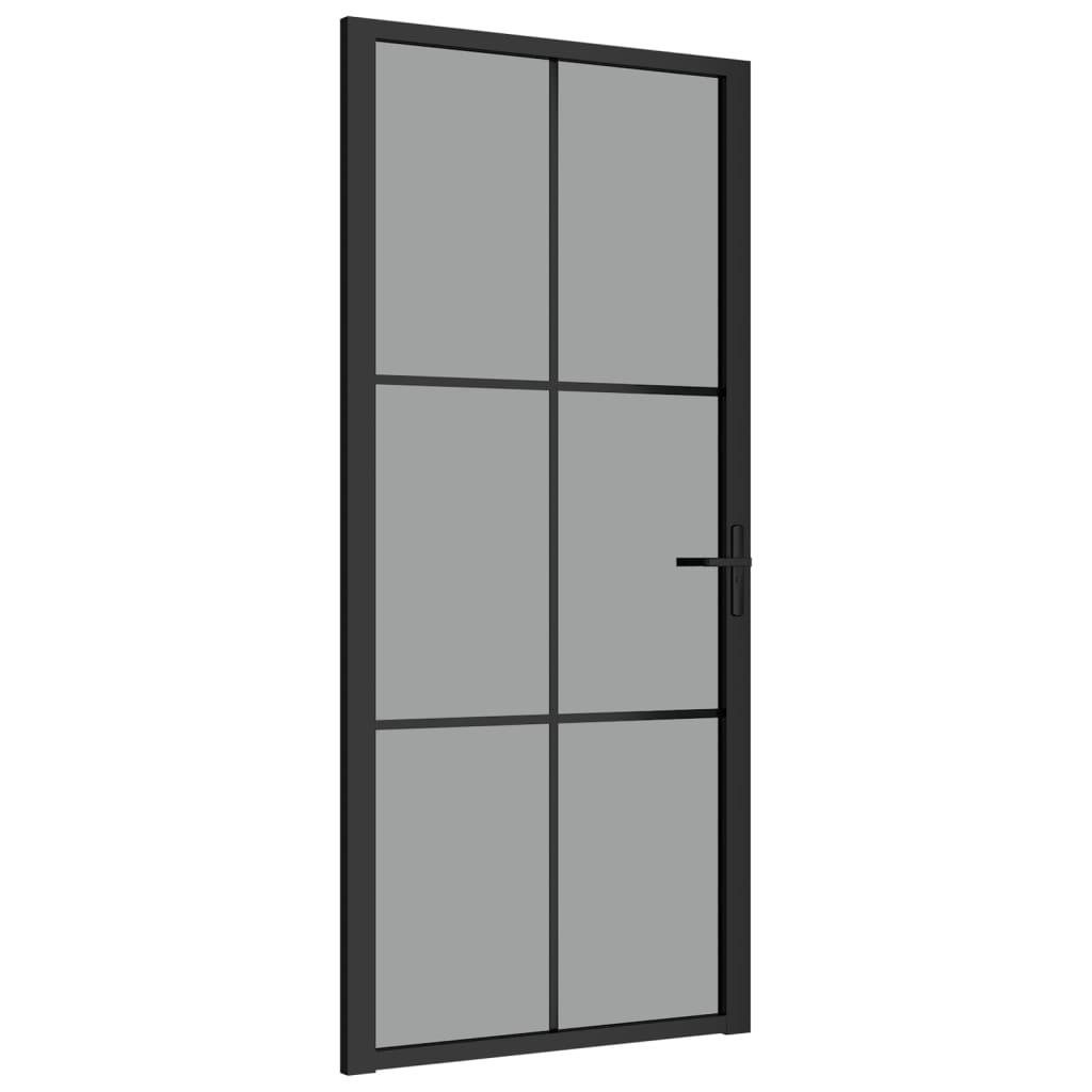 Innentür 93x201,5 cm Schwarz ESG-Glas und Aluminium