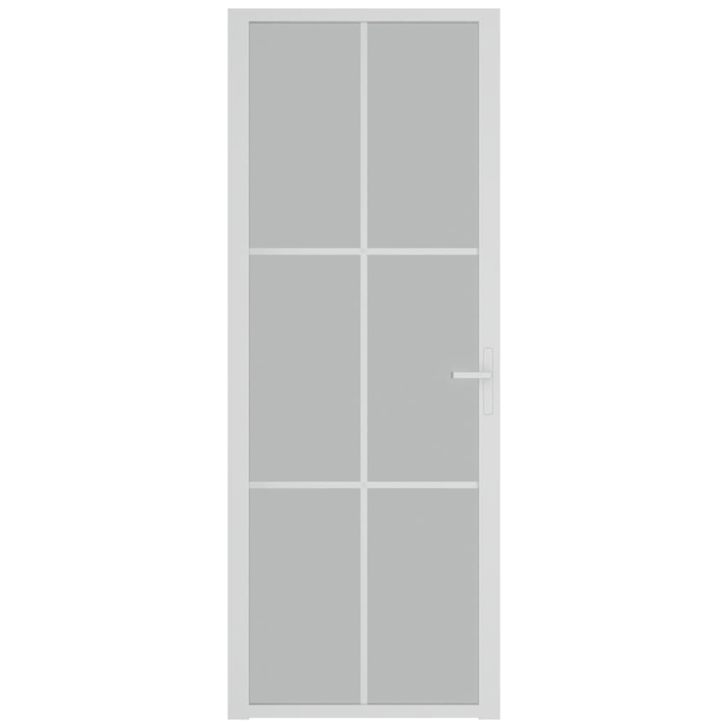 Innentür 76x201,5 cm Weiß Mattglas und Aluminium