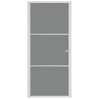 Thumbnail for Innentür 93x201,5 cm Weiß ESG-Glas und Aluminium