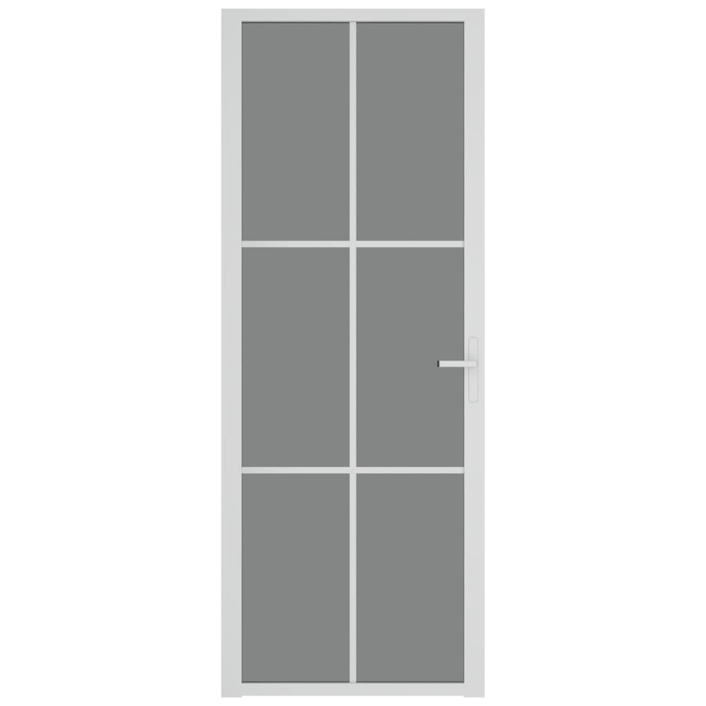 Innentür 76x201,5 cm Weiß ESG-Glas und Aluminium