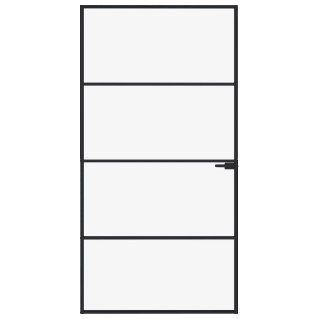 Innentür Schwarz 102x201,5 cm Hartglas & Aluminium Schlank
